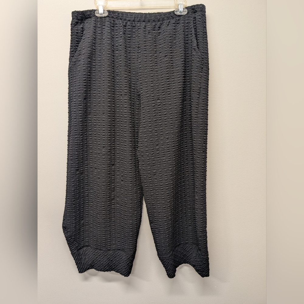 Niche by Nilgun Derman Black Wide Leg Pants Side Pockets Womens XL Lagenlook